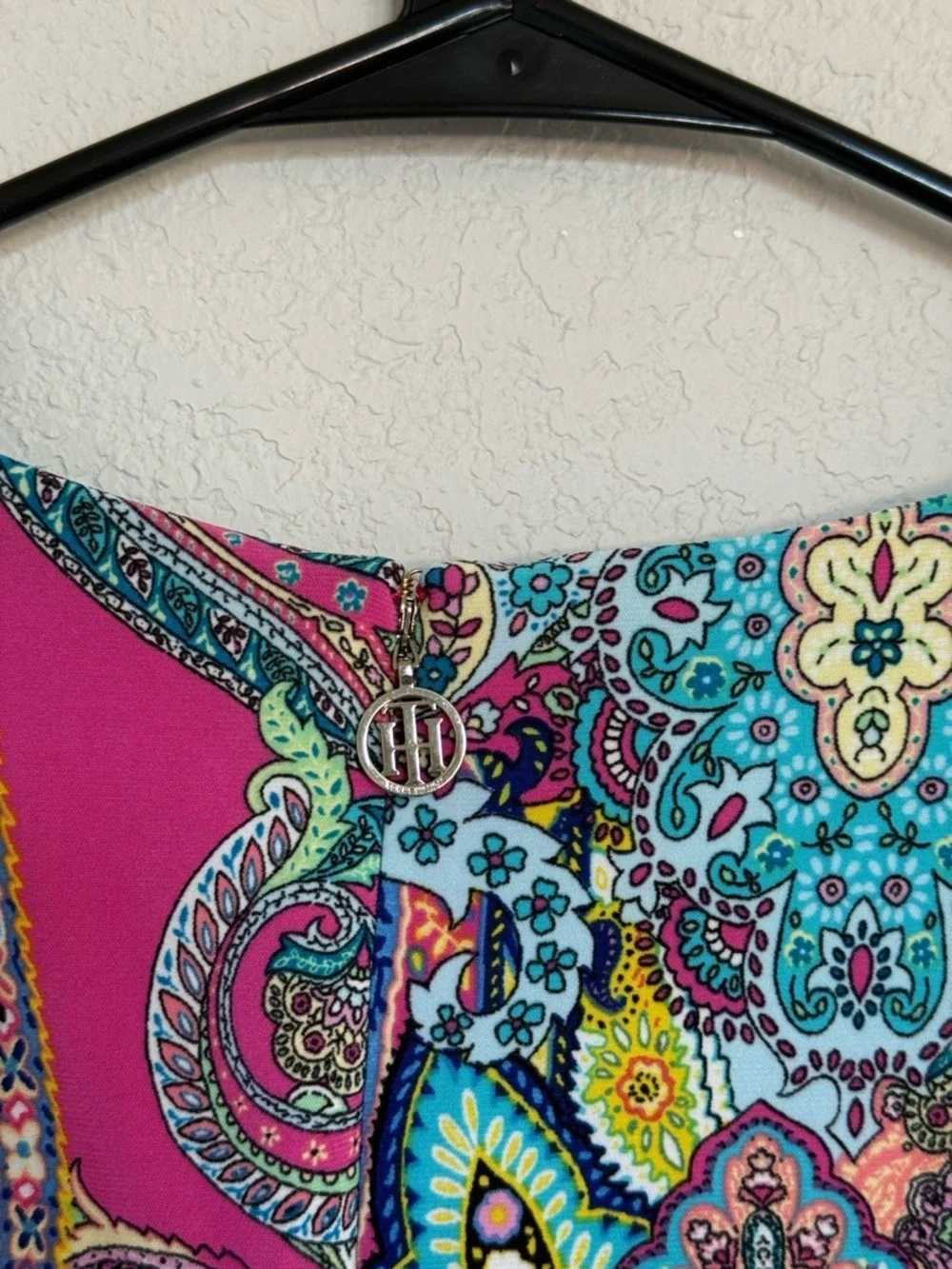 Tommy Hilfiger Paisley Shift Dress Bell Sleeve Groovy GoGo Funky Colorful Size 8